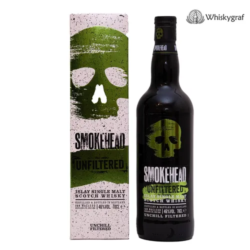 Smokehead Unfiltered - Islay Single Malt Scotch Whisky - Whisky mit 46,0% vol. und nicht kühlfiltrierter Reinheit, bietet intensiven Rauchgeschmack und komplexe Aromen für Whisky-Liebhaber.