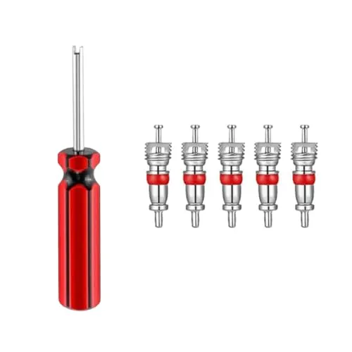 Manovella® Ventilausdreher für Autoventile – Ventilschlüssel für PKW, LKW, Fahrrad & Motorrad – Doppelseitig – Für AV/Schrader Ventile – Robust & handlich – 11 cm lang (Ventilausdreher + 5 Einsätze)