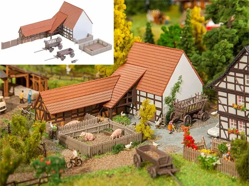 Faller 232371 Landwirtschaftliches Gebäude mit Zubehör Bauernhof N Bausatz Neu