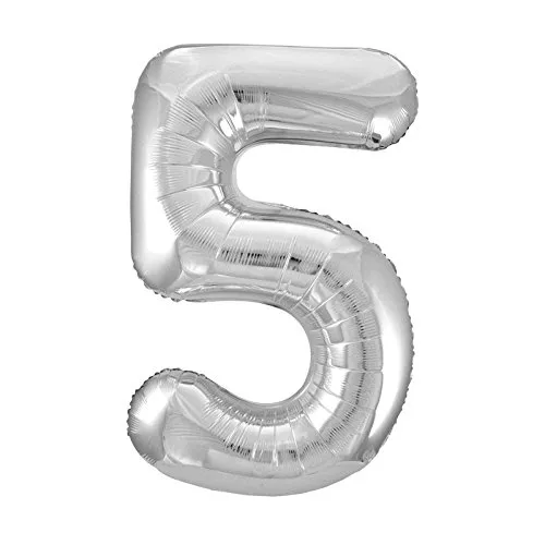 Amscan 2798501 - Super Shape Folienballon Zahl, silber, 58 x 86 cm, Geburtstag, Jubiläum, Hochzeit