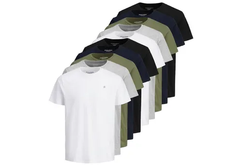 Jack & Jones T-Shirt Herren 10er Pack in verschiedenen Farben - Hochwertiges T-Shirt aus 100% Baumwolle im praktischen 10er Pack. Ideal für den täglichen Gebrauch, bequem sitzend mit Rundhalsausschnitt und Kurzarm. Perfekt für lässige Outfits in verschiedenen Farben.