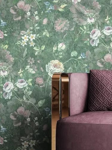 Newroom Vliestapete Floral Grün - Romantische Blumentapete in 3D Optik mit Rosen und Pfingstrosen, ideal für Schlafzimmer und Küche. dimensionsstabil und wasserbeständig für vielseitigen Einsatz.
