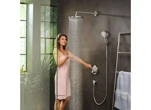 hansgrohe Raindance Select S Unterputz-Set für die Dusche 27297000 - Brausegarnituren mit vollständigem Duschsystem: Thermostat, Kopf- und Handbrause für mehr Komfort und Sicherheit beim Duschen. Genießen Sie die Regendusche mit zwei Strahlarten und einfachem Strahlartenwechsel auf Knopfdruck.