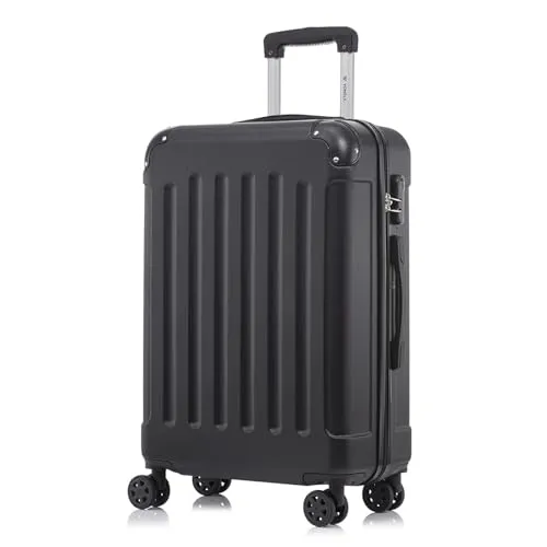 Produktbild YONSLY Koffer Suitcase L Schwarz – Hochwertiger Trolley mit 360° Rollen