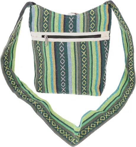 Kleiner Schulterbeutel, Boho Schultertasche, Tasche im Ethnostyle - grün