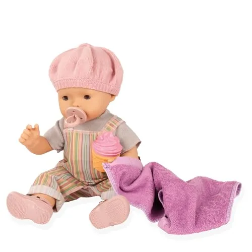 Götz 2518053 Maxy Aquini Baby Beach Vibes Badepuppe – 42 cm Puppe – ohne Haare, graue Schlafaugen – 9 teiliges Set – Mädchen – Babypuppe