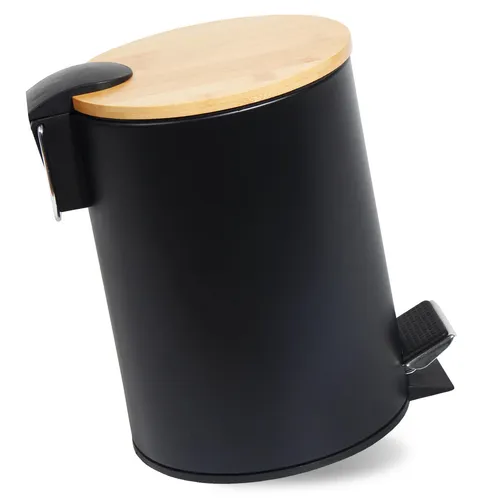 Theo Cleo Mülleimer Bad mit Holzdeckel - 3L, ergonomisches Design mit Softclose und praktischem Griff für leise Nutzung und einfachen Transport