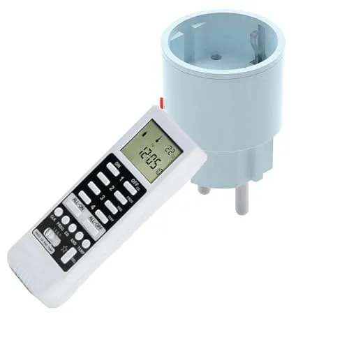 DIW-Funk Set PD-580: Funkstecker mit Handsender und Timer - Funk-Wandsender mit Timer und 10 Wochenprogrammen, ideal zur smarten Steuerung von Lampen und Geräten für mehr Sicherheit und Energieeffizienz.