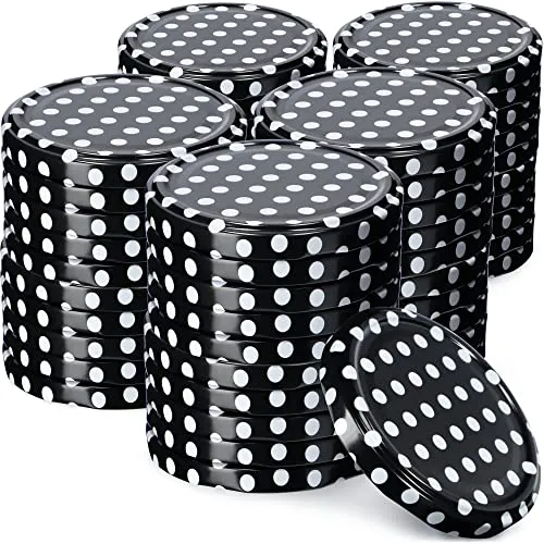 KADAX 50er Set Schraubdeckel Ø 66 mm in Schwarz gepunktet – Ersatzdeckel für Einmachgläser & Vorratsgläser, luftdicht & auslaufsicher