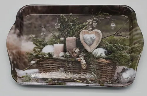 Ambiente Luxury Paper Products Servierteller Tablett Melamin ca. 13 x 21 cm, Kaffeservice, Teeservice, Tray, Melamin, Winter Arrangement Kollkektion, (1-tlg), Sommer / Frühling / Herbst / Winter Motiven
