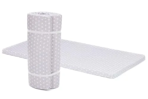 Fillikid Reisebettmatratze 60 x 120 cm | Baby-Matratze gerollt | Bettmatratze atmungsaktiv | Kinderbettmatratze Bezug 100% Baumwolle abnehmbar & waschbar | Kern aus hochwertigen Softschaum