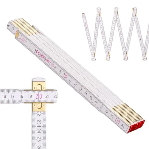 Metrie™ PROFI 10 Zollstock/Zollstöcke - Gliedermaßstab | Maßstab - 2m - Weiß - Duplex Teilung, Hergestellt in der EU