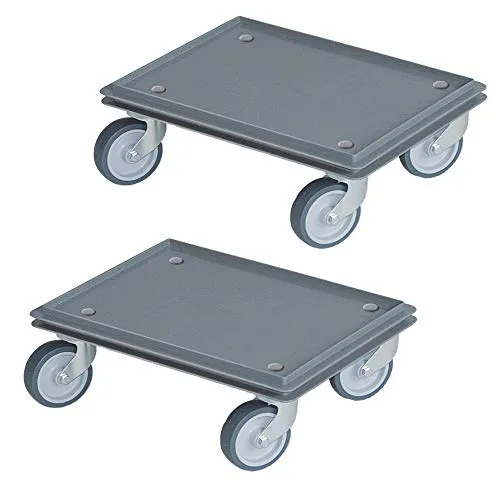 BRB 2 Roller für Behälter 400x300 mm, Tragkraft 100 kg, 4 Lenkrollen, graue Gummiräder (grau)