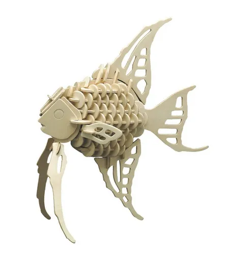 Pebaro 852 2 Holzbausatz Fisch - 3D Puzzle Modellbausatz, fördert Geschicklichkeit und Kreativität für Kinder, inkl. Schmirgelpapier und Aufbauanleitung