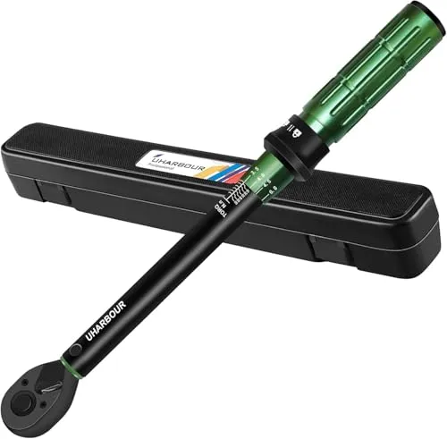 Uharbour 3/8 Drehmomentschlüssel 5-60Nm 0,1Nm Mikroeinstellung, ±3% Fehlergenauigkeit 72 Zähnen, Drehmomentschlüssel für Fahrrad Motorrad und Auto