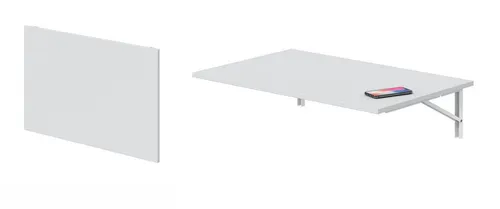 Wandklapptisch Artik Weiß – platzsparend und modern - Der Wandklapptisch in Artik Weiß bietet eine praktische, klappbare Arbeitsfläche (78x21x50 cm). Ideal für kleine Räume, überzeugt er durch eine robuste, leicht zu reinigende Oberfläche und stabilen Metallwinkeln für bis zu 20 kg.