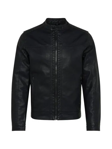 JACK & JONES Herren JJEWARNER Kunstlederjacke NOOS, Schwarz, L - Funktionsjacke aus hochwertigem Kunstleder, stylisch und vielseitig für jede Gelegenheit.