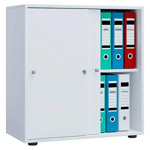Mid.you Aktenschrank, Weiß, abschließbar, 70x74x37 cm - Büroschränke mit abschließbarer Schiebetür für sichere Aufbewahrung und flexiblen Stauraum. Ideal für ein aufgeräumtes Arbeitszimmer.