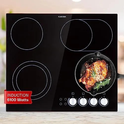 Klarstein Induktions-Kochfeld EasyCook TK15-EasyCook-4 - Kochfeld mit 4 Zonen, energiesparend und schnell, ideal für moderne Küchen mit Glaskeramik-Oberfläche