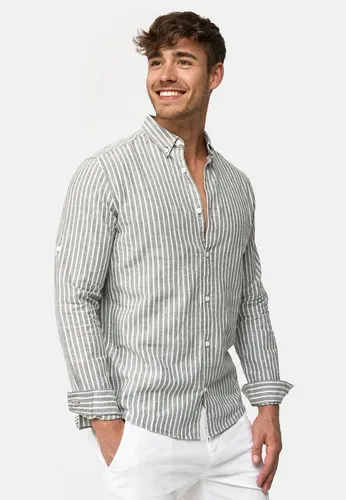 Indicode Herren Brayden Hemd gestreift | Hochwertiges Herrenhemd mit Button-Down-Kragen in XXL - Herrenhemden: Langarm Hemd mit Streifenmuster, Button Down Kragen und hochwertigem Material für besten Tragekomfort.