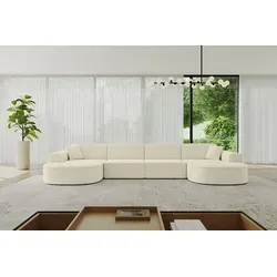 Altdecor Wohnlandschaft, Beige, 6-Sitzer U-Form - Stilvolles Ecksofa in U-Form für maximalen Sitz- und Liegekomfort. Hochwertige Polsterung und langlebige Materialien sorgen für Entspannung und Eleganz in jedem Wohnzimmer.