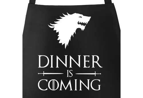 MoonWorks Grillschürze Grill-Schürze für Männer mit Spruch Grillen Dinner is coming Baumwoll-Schürze Grill-schürze Küchenschürze Moonworks®, mit kreativem Aufdruck