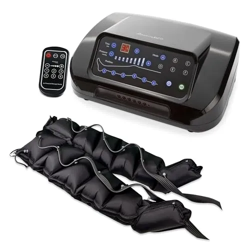 Dinamicamed | PRO 6.0 Beinmassagegerät | 6 Luftkammern| 6 Programme mit Hose für Beine, Gesäß und Bauch, einstellbarer Druck, Fernbedienung | Pressotherapy Lymphdrainage Gerät für Beinmassage