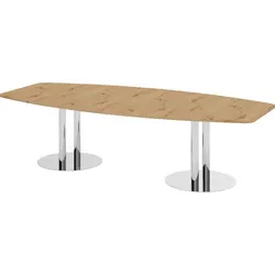 Bümö Konferenztisch oval 280x130 cm - Hochwertiger Besprechungstisch für 10 Personen in Asteiche mit stabilen Chromsäulen. Ideal für professionelle Meetings, kratzfest und schnell aufgebaut.