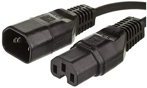 Überbrückungskabel C14 - C15 0,5m Schwarz - Sonstige Kabel & Adapter, ideal für den Anschluss von Geräten mit C14- und C15-Steckdosen, maximale Stromstärke von 10A für zuverlässige Leistung.