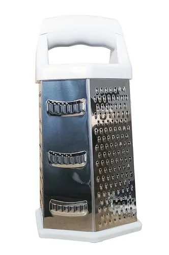 SECHSKANTREIBE 23cm Edelstahl Griff Gemüsereibe Multireibe Turmreibe Gemüsehobel Kartoffelreibe Käsereibe Küchenreibe Hobel Reibe 2-Varianten 38 (Weiss)