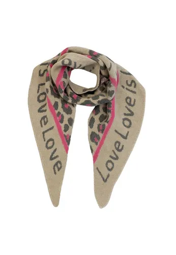 Faera Modeschal Animal Love Dreieckstuch elastischer Strick Leo Muster, 8149 in Braun