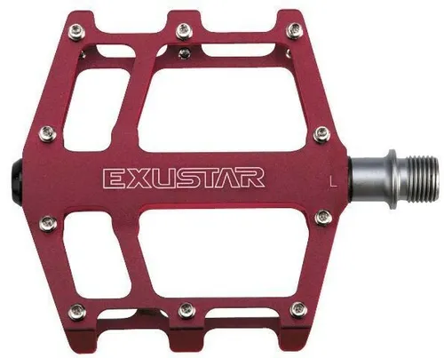Exustar E-PB525 Plattformpedale in Rot - Fahrradpedale aus Aluminium mit gedichtetem Industrielager, ideal für universelle Fahrräder und leicht mit nur 385 g.