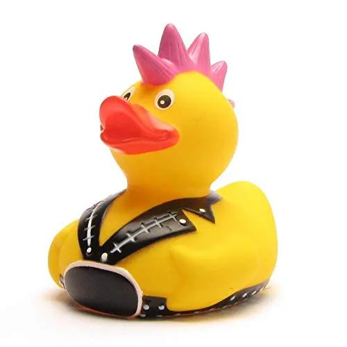 Duckshop I Badeente I Quietscheente I Ente - Punker I L: 8 cm - inkl. Badeenten Schlüsselanhänger im Set