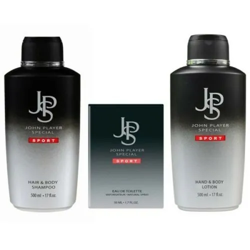 John Player Special Haarshampoo Sport Set 3-tlg. - Haarshampoo, Body Lotion und Eau de Toilette in einem Set - ideal für Sportler, die Pflege und Frische in einem praktischen Trio suchen.