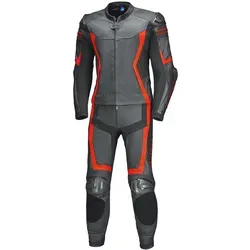 Held Street-Rocket Pro 2-Teiler Motorrad Lederkombi, schwarz-rot, Größe 48 für Männer