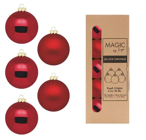 MAGIC by Inge Weihnachtsbaumkugel, Weihnachtskugeln Glas 6cm 20 Stück - Ochsenblut