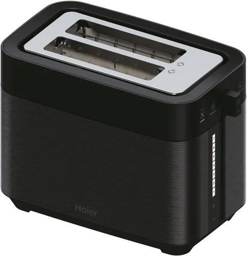 HAIER HTO5A 011 Serie 5 Toaster Schwarz - Toaster mit 1150 Watt, 2 Schlitzen und 7 Toaststufen für perfekte Bräunung. Benutzerfreundliche Touch-Bedienoberfläche und elegantes Design aus gebürstetem Edelstahl.