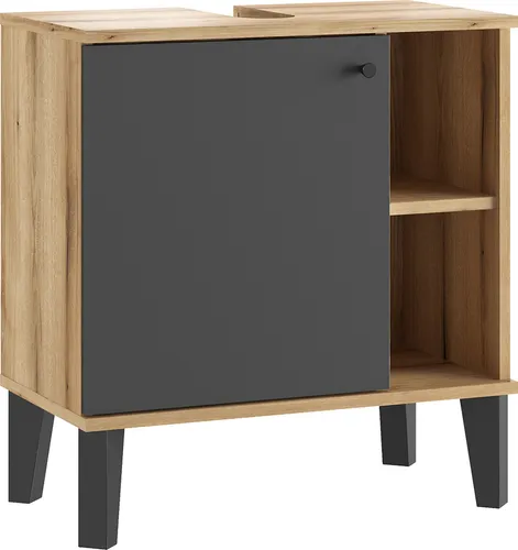 Lomadox Waschbeckenschrank OLEAN-61 Eiche Dekor grau