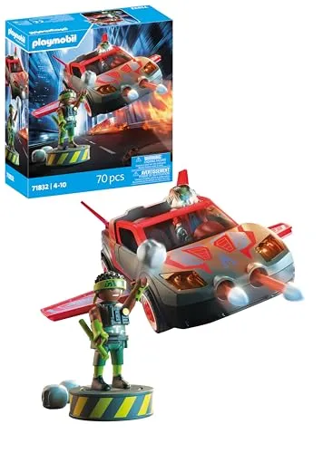 PLAYMOBIL Helden-Multifunktionsfahrzeug 71832 - Actionfiguren für Kinder: Vielseitiges Fahrzeug mit Schussfunktion, ideal für kreative Abenteuer und spannende Duelle zwischen Adam Maxx und Revolt.