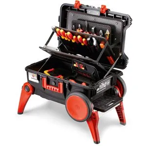 Werkzeug-Set XXL 3 electric - 104-teilig, schwarz rot, mit praktischem Trolley-Koffer für einfachen Transport und Aufbewahrung
