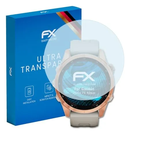 atFoliX Schutzfolie kompatibel mit Garmin Fenix 7S 42mm Folie, ultraklare FX Displayschutzfolie (3X)