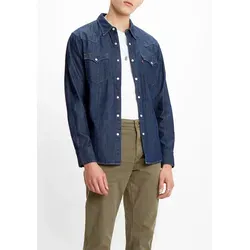 Levi's Herren Barstow Western Freizeithemd, Blau - Klassisches langärmeliges Western Shirt aus Denim mit geschwungenem Saum und praktischen Brusttaschen, ideal für lässige Outfits.