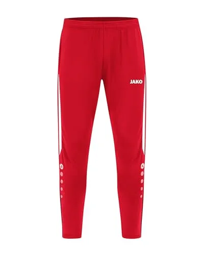 JAKO Trainingshose Power - Lang, Rot/Weiß, Herren, Größe XL - Badmintonbekleidung Herren mit Keep Dry Funktion für optimale Feuchtigkeitsregulierung, elastischem Bund für perfekten Halt und praktischen Seitentaschen mit Reißverschluss.