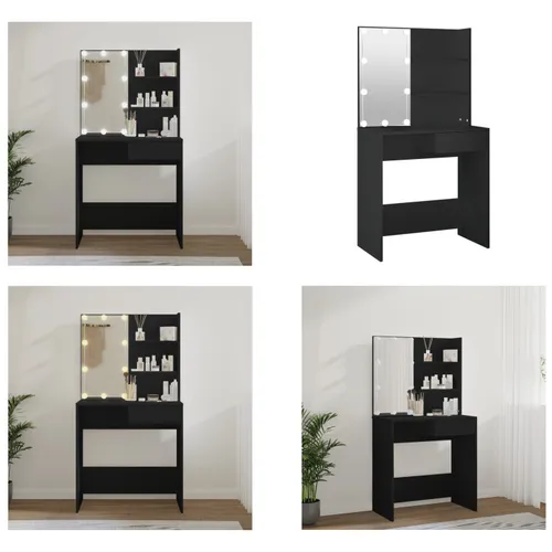 vidaXL Schminktisch mit LED Leuchten Schwarz 74,5x40x141 cm