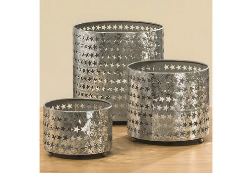 BOLTZE GRUPPE Windlicht Jennifer Eisen silber 3er Set in silber von BOLTZE