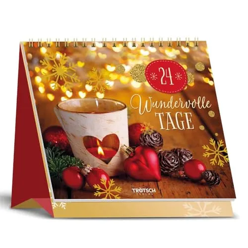 TRÖTSCH Adventskalender „24 wundervolle Tage“ - Dekorativer Adventskalender mit 24 besinnlichen Bildern & Weisheiten, ideal für eine besinnliche Vorweihnachtszeit, goldveredeltes Cover für einen festlichen Look.