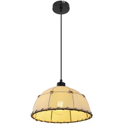 Hängeleuchte Textil Beige mit Hanfseil - Moderne Pendelleuchte für Esszimmer - Lampen – Stilvolle Hängeleuchte aus Metall und Hanfseil, ideal für gemütliche Lichtmomente im Essbereich. E27 Fassung für dekorative Leuchtmittel, Höhe 120 cm.