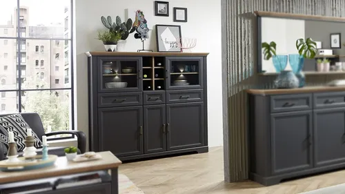 Highboard Varese, grau, 143x150x42 cm von Innostyle