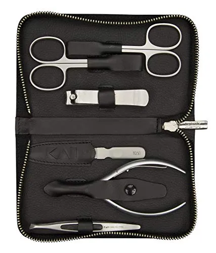 KAI Maniküre-Pediküre-Set BCI 03 - 6-teilig im eleganten Leder-Etui - Maniküre- & Pediküre-Set mit 6 hochwertigen Werkzeugen für perfekte Nagelpflege, inklusive robustem Nappaleder-Etui - ideal für Zuhause und unterwegs.