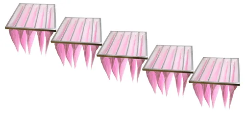 vhbw 5x Taschenfilter für Klima- und Lüftungsanlagen - Filter F7, 49 x 59,2 x 36 cm Rosa